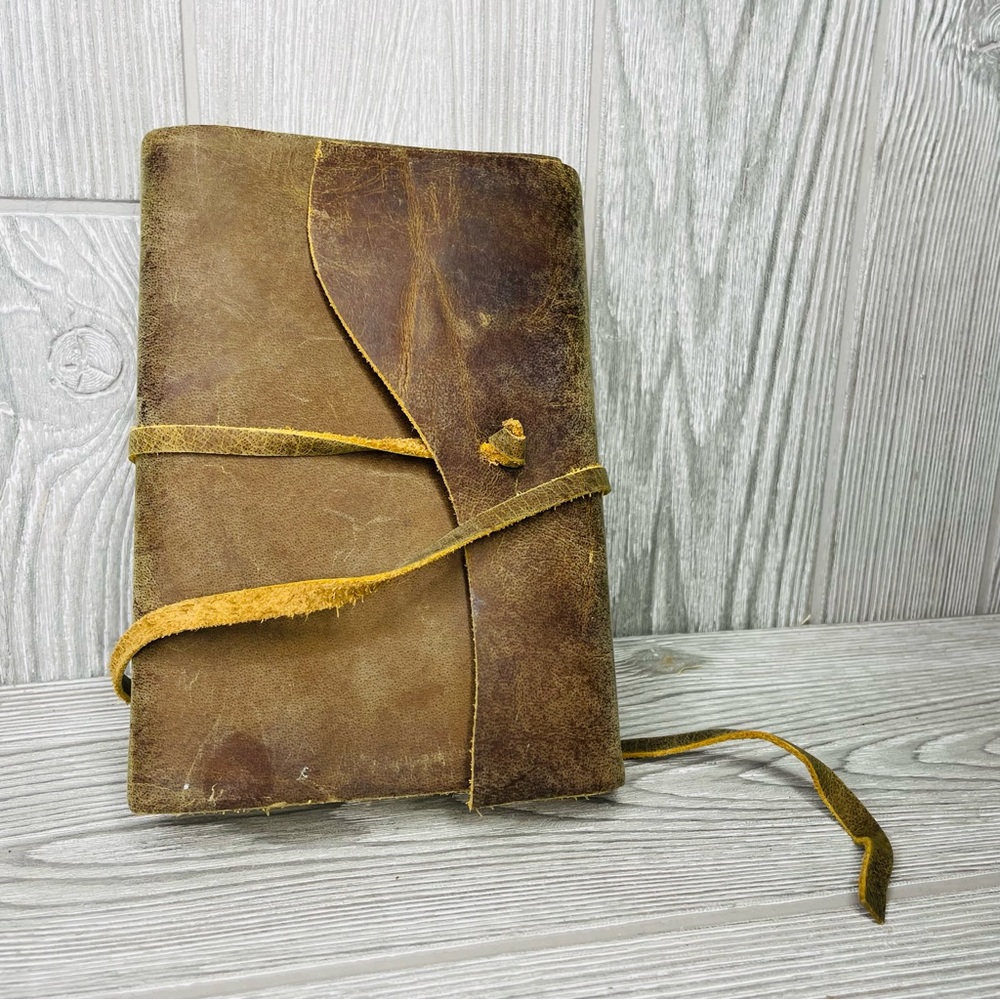 Leather Bound Journal Handmade note book with long tie wrap leather book craft